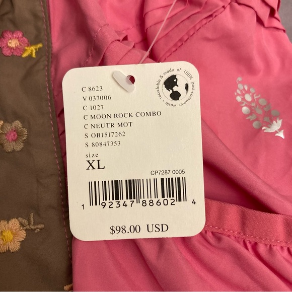 Free People Get Your Flirt On Embroidered Shorts Brown Pink Floral XL NWT - Picture 3 of 11